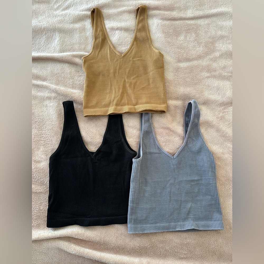 **BUNDLE** Nikibiki Women's Ribbed Tank Tops - Black, Gray, Tan